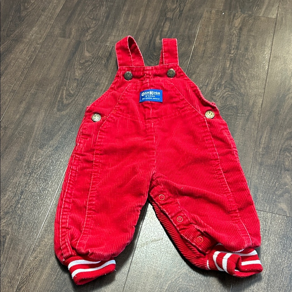 Vintage OshKosh B'gosh Bright Red Corduroy Overalls